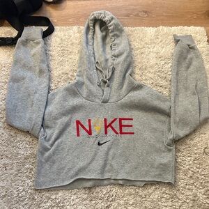 Nike Heather Gray Hoodie with Red Logo